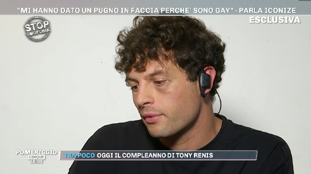 Marco Ferrero lo scorso maggio in tv a parlare della sua presunta aggressione in strada a Milano