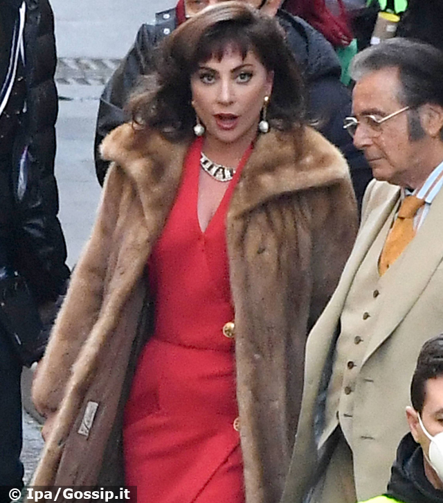 Lady Gaga, 35 anni, sul set del film 'House of Gucci' in Italia