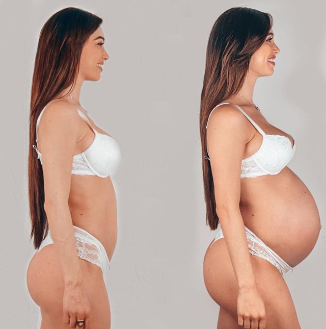 Lorella Boccia prima della gravidanza e al nono mese: l'incredibile confronto