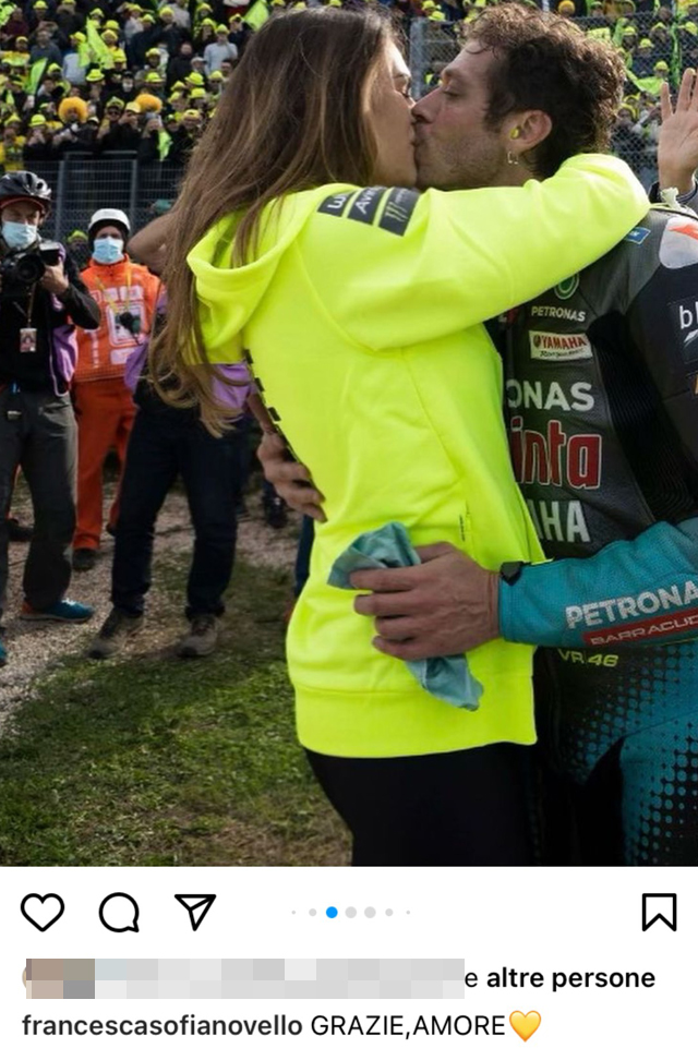 Valentino Rossi, ultima gara di Moto GP in Italia, a Misano: la dedica di Francesca Sofia Novello