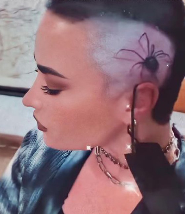 Demi Lovato, 29 anni, mostra il suo nuovo tatuaggio sulla testa: si tratta di un ragno