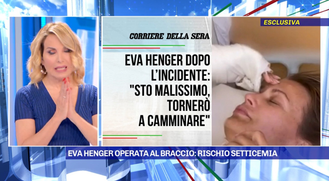 Eva Henger è peggiorata: 'Il braccio stava andando in setticemia, operata d'urgenza'