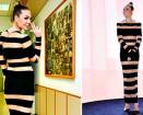 Ilary Blasi, il look a righe divide il web