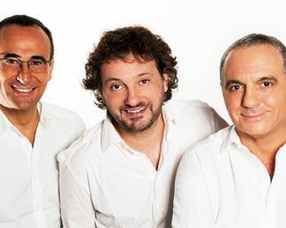 Carlo Conti, saltelli sul set con Pieraccioni e Panariello