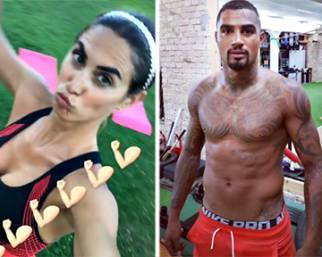 Melissa Satta e Kevin Prince Boateng: allenamento a distanza