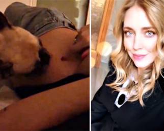 Chiara Ferragni, Matilda, il cane, le lecca il pancione
