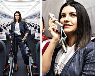 Laura Pausini presenta il nuovo album sull’aereo